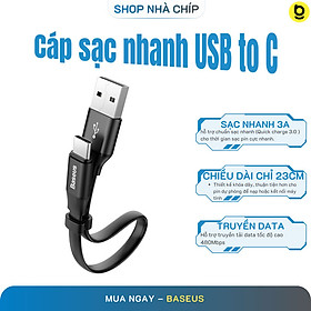 Mua Cáp sạc và truyền dữ liệu USB chân Type-C chính hãng Baseus dài 23cm