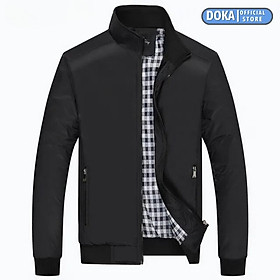 Áo khoác nam chống nắng gió thu đông Doka (DBLS102) chất liệu dù giữ ấm cao cấp màu đen , màu xanh đen , màu xanh rêu  - Đen - M