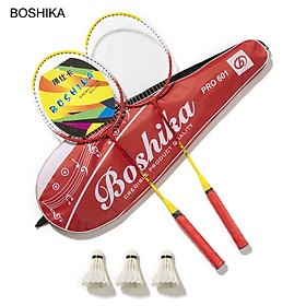 Bộ 2 Vợt Cầu Lông Pro 601 Boshika Chất Lượng Cao + Tặng 03 Quả Cầu Original Badminton Racket UIltra Light