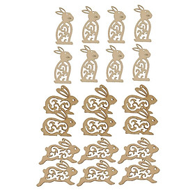 20 Pieces Unfinished Wood Hollow Rabbit Shape Wooden Pieces Embellishment for Kids Handmade Crafts 100mm