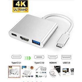 Cáp chuyển 3 trong 1 Type C Usb 3.1 sang Usb-C 4k Hdmi Usb 3.0 thích hợp cho Iphone 8 7 7 Plus 6s Macbook Pro