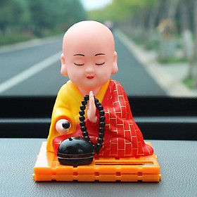 Mua Tượng Chú Tiểu Gõ Mõ Tụng Kinh  Phật Di Lặc Gật Đầu Vẫy Quạt  Thầy Chùa Gõ Mõ  trang trí ôtô xe hơi
