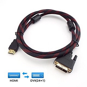 Cáp chuyển đổi HDMI To DVI 24+1 dài 1.5m bọc lưới - Hàng nhập khẩu
