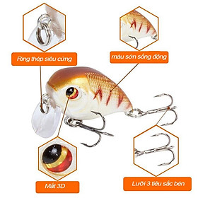 Mồi giả câu lure cá voi lưng gù dài 4,5cm nặng 7g phukiencaulure25 mồi câu lure lưỡi ba tiêu siêu sắc bén