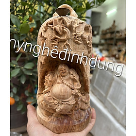 Mua TƯỢNG CHUÔNG DI LẶC XÔNG TRẦM BẰNG GỖ NGỌC AM THƠM NỨC KT CAO 20×10×10CM