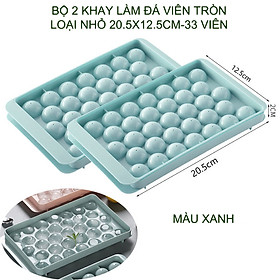 Bộ 2 khay làm đá viên tròn 33 vị trí kích thước nhỏ 20.5x12.5cm