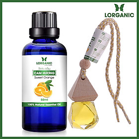 Combo tinh dầu cam hương Lorganic  (50ml) +tinh dầu cam hương Lorganic treo xe hơi, tủ áo  (10ml)