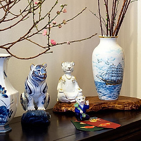 Mua Bình hoa Minh Long  -27cm - Thuận Buồm trang trí Vàng 24K  dùng trang trí phòng khách  tặng quà ngày tết  nội thất  tân gia