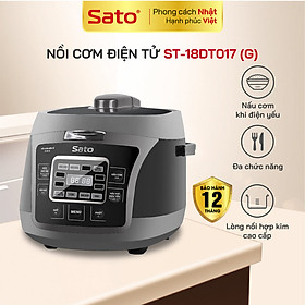 Nồi cơm điện tử SATO ST-18DT017 1.8L dùng cho 4 đến 6 người lớn, nồi cơm thông minh đa chức năng, nấu cơm, nấu cháo, hầm, làm bánh, nấu cơm khi điện yếu - Miễn phí vận chuyển toàn quốc - Hàng chính hãng