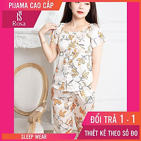 - Set Pijama Hoa Vàng Dáng Lửng - L219