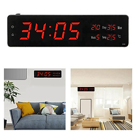 Large Digital Alarm Clocks Tabletop Wall Clock 24 Hours Calender Temperature Week for Home