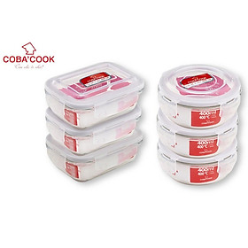 Bộ 6 hộp thủy tinh hình tròn và chữ nhật 370 ml+ 400 ml-CCR4L36