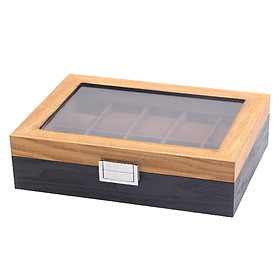 Watch Box Display Case Retro Wood for Exquisite Gift W/Clear Top & Lock