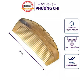 Lược sừng trâu vương miện cao cấp dài 13cm, lược chải tóc gỡ rối massage đầu | Mỹ Nghệ Phương Chi