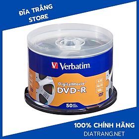 Đĩa trắng DVD-R Verabtim Digital Movie 4.7GB (Hộp 50 cái) - Hàng chính hãng