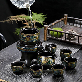 Mua Bộ Ấm Chén Pha Trà Cối Xay Hoa Văn - Màu xanh đen