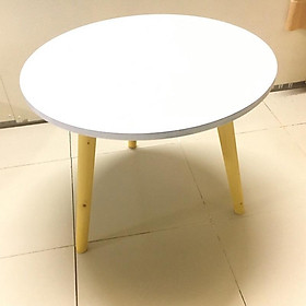 Mua Bàn trà sofa HOLI ( BT01) tròn bệt  bàn tròn cafe  decor 60x60 chân gỗ sồi tự nhiên ( Màu Trắng )