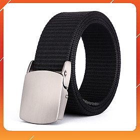 Dây Lưng Vải Dù Thời Trang Basic, Thắt Lưng Nam Vải Dù Mặt Thép Không Ghỉ Độc Đáo Trẻ Trung Cá Tính - Màu Đen