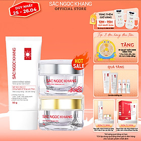 Combo Mờ Nám - Nâng Tông - Bảo Vệ Toàn Diện Kem chống nắng 50g + kem ngày 30ml + kem đêm 30g (Sắc Ngọc Khang Official)