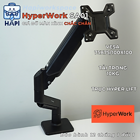 Giá đỡ màn hình hàng chính hãng HyperWork Core Arm HPW-SA01 chân đế nhôm nguyên khối, hỗ trợ màn hình 22-32 inch