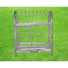 Chuồng chó mèo inox mái vòm và mái băng- tặng kèm khay hứng bằng inox