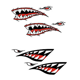 4 Pieces Shark Teeth Mouth Vinyl Decal Stickers for Kayak Canoe Dinghy Boat