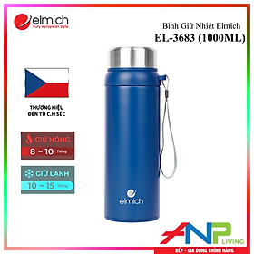 Mua Phích Giữ Nhiệt 3 lớp Inox 304  Tráng bạc Elmich EL-3682 (Dung tích 1000ml / Giữ Nóng 8h - Giữ Lạnh 12h / Mầu Xanh  Có Quai Xách Tiện Lợi) - Hàng Nhập Khẩu Chính Hãng