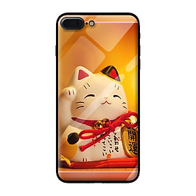 Ốp kính cường lực cho iPhone 8 Plus mẫu mèo may mắn 1 - Hàng chính hãng