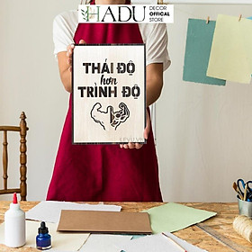 Tranh văn phòng gỗ khắc chữ slogan tạo động lực treo tường trang trí hiện đại size 20x27cm - HaduDecor