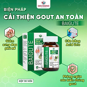 Viên uống Hỗ Trợ Kiểm Soát Các Bệnh Về Gout, Hỗ Trợ Giảm Đau Do Gout Baigout (Hộp 20 Viên)