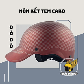 Mũ bảo hiểm 1/2 đầu Napoli nón kết tem caro cao cấp có mút xốp loại EPS giảm xung chấn Freesize 56-60cm - Bảo hành 12 tháng