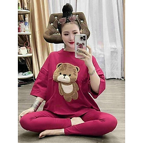 Set bộ dài họa tiết con gấu đơn giản siêu xinh, thoải mái thời trang nữ dành cho các nàng ở nhà hoặc đi dạo phố