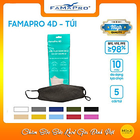 [TÚI - FAMAPRO 4D] - Khẩu trang y tế kháng khuẩn cao cấp Famapro 4D tiêu chuẩn KF94 (5 cái/ túi)