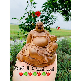 Mua Tượng phật di lặc tay dâng tiền vàng bằng gỗ bách xanh thơm nức kt cao 10×8×6cm
