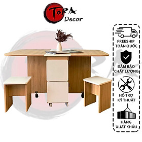 Mua Bàn ăn gấp gọn có bánh xe   Bàn ăn thông minh 4 ghế gấp gọn tiện lợi tiết kiệm không gian decor