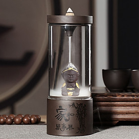 Mua Thác khói trầm hương cổ tự thắp trầm lồng kính tặng 3 nụ trầm tôn ngộ không tọa thiền