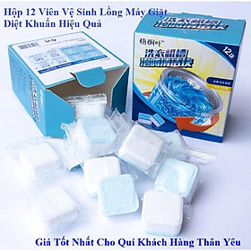 Hộp 12 Viên Tẩy Vệ Sinh Lồng Máy Giặt Diệt Khuẩn Và Tẩy Chất Cặn Lồng Máy