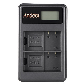 Bộ Sạc Pin Li-ion 2 Khe Màn Hình LED Andoer Kèm Cáp USB Cho Máy Ảnh Nikon 1 V1 D600 D610 D750 D800 D810 D810A D7000 D7100 D7200 (EN-EL15)