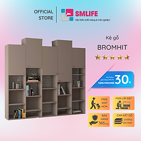 Kệ sách gỗ hiện đại SMLIFE Bromhit  | Gỗ MDF dày 17mm chống ẩm | D205xR30xC185cm - Màu