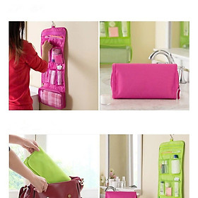 Túi đựng mỹ phẩm cầm tay xếp gọn 4 ngăn chia nhỏ có móc treo tiện dụng , túi mỹ phẩm xếp gọn - Henrysa
