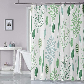 Rèm tắm dễ thương cho phòng tắm, hiện đại, đơn giản, rèm tắm không thấm nước, hoa văn lá xanh, 180200cm