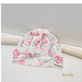 Mũ turban họa tiết hoa màu hồng tím vintage xinh xắn cho bé gái MTB165 Mimo Baby