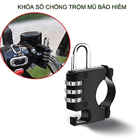 Khóa số gắn tay lái xe máy, xe điện dùng chống trộm mũ bảo hiểm, loại 3 mã số có thể thay đổi được