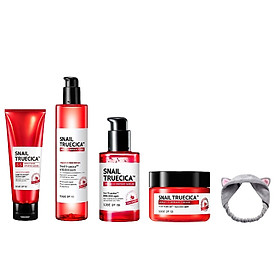 Bộ 4 sản phẩm dưỡng phục hồi da, cải thiện sẹo lõm Some By Mi Snail Truecica Miracle Repair (SRM, Toner, Serum, Cream) + Tặng Kèm 1 Băng Đô Tai Mèo Xinh Xắn ( Màu Ngẫu Nhiên)