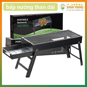 Bếp nướng than hoa BBQ ngoài trời loại dài chất liệu INOX gấp gọn tiện lợi khi mang đi du lịch