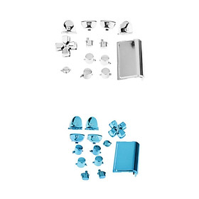 Replacement Chrome Plating Buttons Touchpad for PS4 Controller Silver+Blue