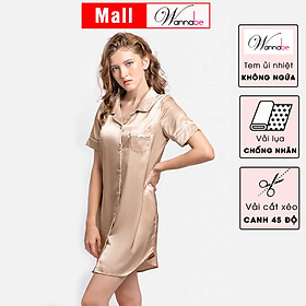 Đầm ngủ satin lụa WANNABE DN611 váy ngủ kiểu dáng pijama cổ điển lịch sự sang trọng sống mãi với thời gian