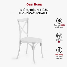 Ghế nhựa đúc phòng tiệc, cửa hàng, nhà hàng màu trắng