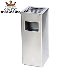 Thùng rác inox gạt tàn hình vuông