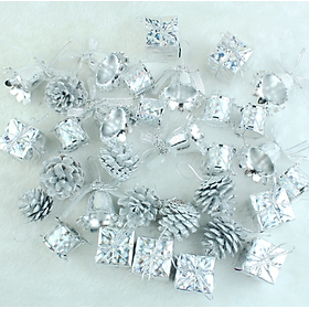 Mua Hộp 32 phụ kiện bạc trang trí noel PK02